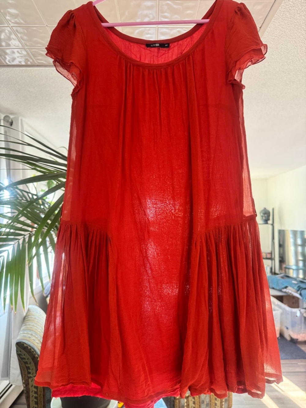 Dress from France Autre Ton Paris 100% Silk Burnt Orange Tiered Hem - sz 6 RARE - Picture 4 of 10